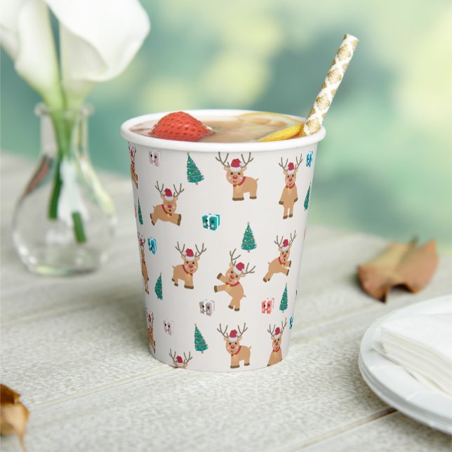 Cute Christmas Reindeer  Paper Cups (Insitu)