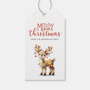 Cute Christmas Reindeer Personalized Holiday Gift Tags