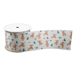 Cute Christmas Reindeer Satin Ribbon