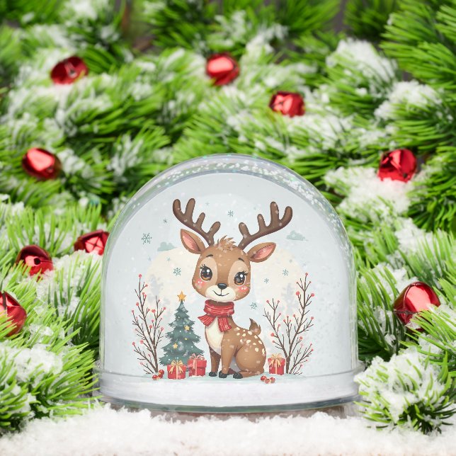 Cute Christmas Reindeer Scene Snowy Forest (Noël)