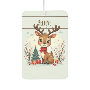 Cute Christmas Reindeer Scene Snowy Forest Air Freshener