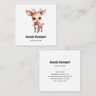Cute Christmas Reindeer Square Business Card