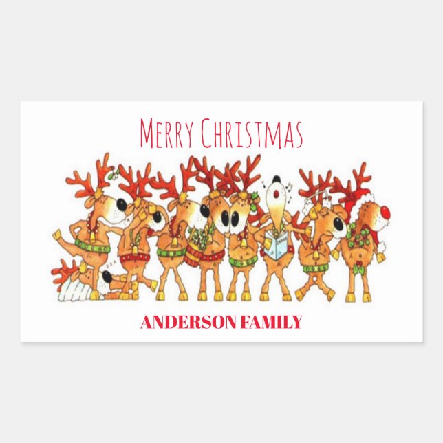 Cute Christmas Reindeer That Are Singing  Sticker (Front)