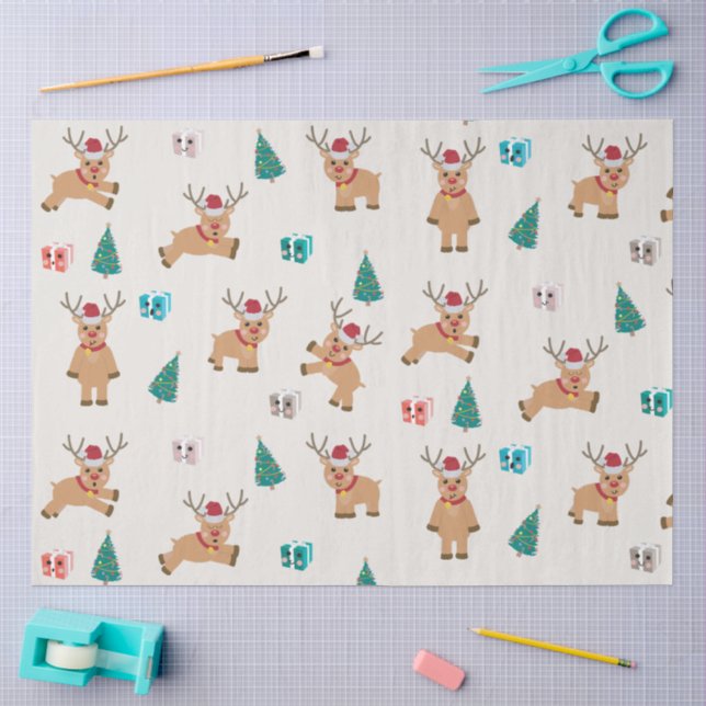 Cute Christmas Reindeer  Tissue Paper (Craft)