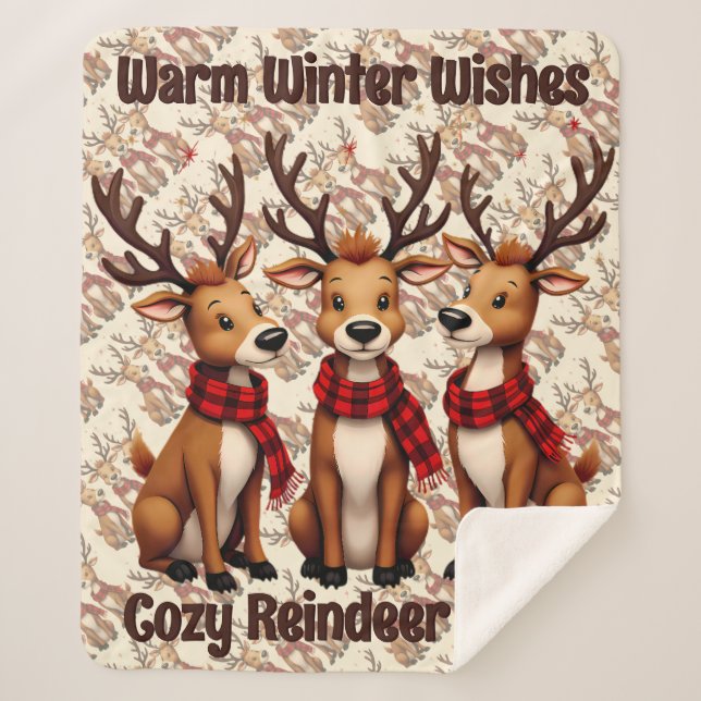 Cute Christmas Reindeer Trio with Plaid Scarves (Devant)