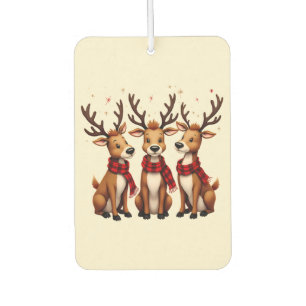 Cute Christmas Reindeer Trio with Plaid Scarves Air Freshener