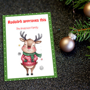 Cute christmas reindeer wish green retro Postcard