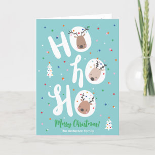 Cute Christmas Reindeer with Hohoho text Holiday Card