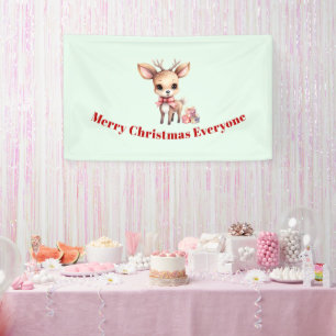 Cute Christmas Reindeer with Holiday Gifts Banner