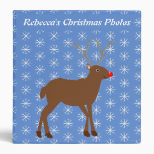 Cute Christmas Reindeer with Red Nose Custom Binder