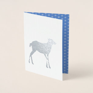 Cute Christmas Reindeer with Red Nose Custom Foil Card