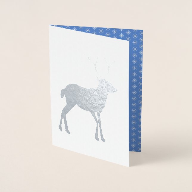 Cute Christmas Reindeer with Red Nose Custom Foil Card (Front)