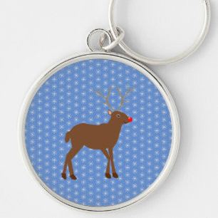 Cute Christmas Reindeer with Red Nose Keychain