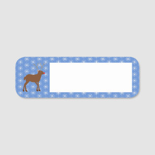 Cute Christmas Reindeer with Red Nose Name Tag
