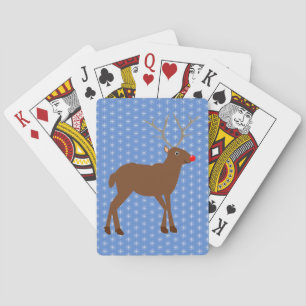 Cute Christmas Reindeer with Red Nose Playing Cards