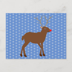 Cute Christmas Reindeer with Red Nose Postcard