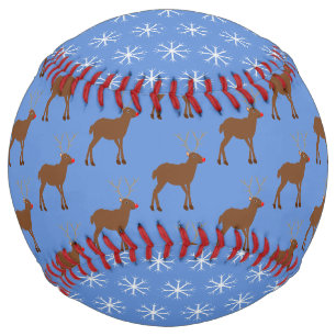 Cute Christmas Reindeer with Red Nose Softball