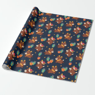 Cute Christmas Reindeer Wrapping Paper