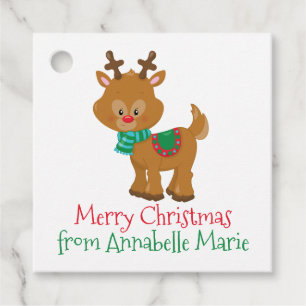 Cute Christmas Reinder Customized Kids Party Favour Tags