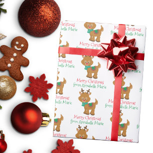 Cute Christmas Reinder Customized Kids Party Wrapping Paper