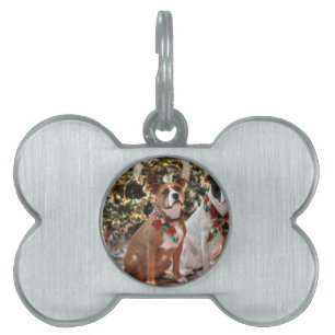 Cute Christmas Rescue Pitbull and America Bull Dog Pet ID Tag