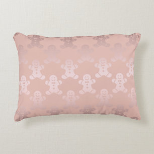 Cute Christmas Rose Gold Gingerbread Man Pattern Accent Pillow