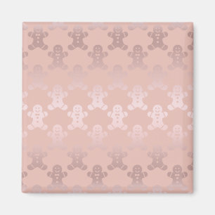 Cute Christmas Rose Gold Gingerbread Man Pattern Magnet