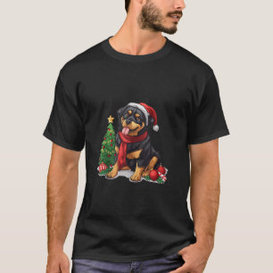 Cute Christmas Rottweiler Dog Santa Hat Puppy Mist T-Shirt
