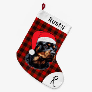 Cute Christmas Rottweiler Large Christmas Stocking