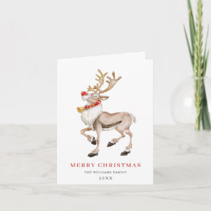 Cute Christmas Rudolf Reindeer Greeting Holiday Card
