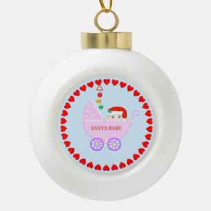 Cute Christmas Santa Baby Ceramic Ball Christmas Ornament