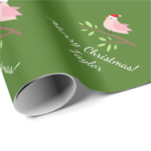 Cute Christmas Santa bird custom wrapping paper