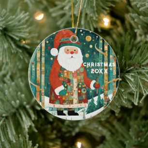 Cute Christmas Santa Ceramic Ornament