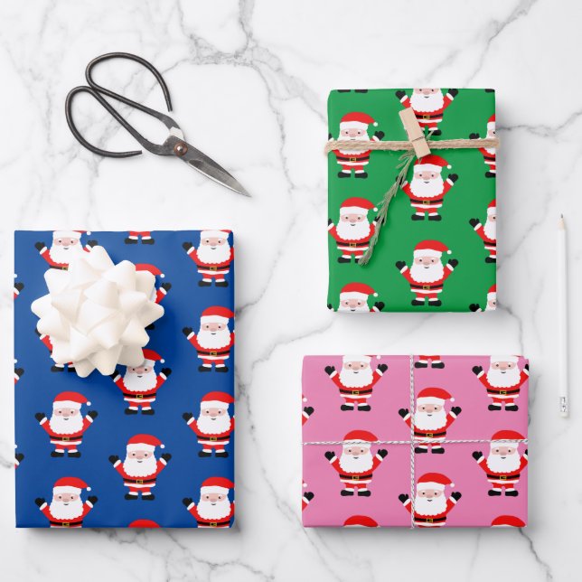 Cute Christmas Santa Claus cartoon Wrapping Paper Sheet (Front)