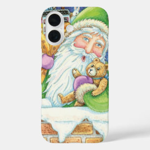 Cute Christmas, Santa Claus in Chimney with Toys iPhone 16 Case
