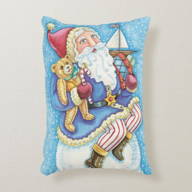 Cute Christmas, Santa Claus on Snowball with Toys Accent Pillow (Front(Vertical))