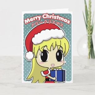 Cute Christmas Santa Girl Holiday Card
