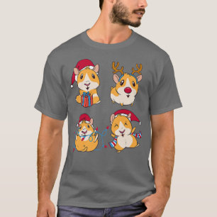 Cute Christmas Santa guinea pigs Happy Holidays  T-Shirt