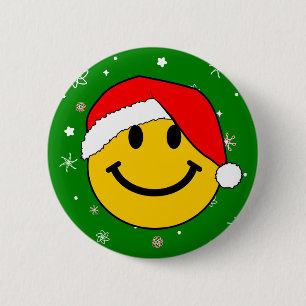 Cute Christmas Santa Happy Face 2 Inch Round Button