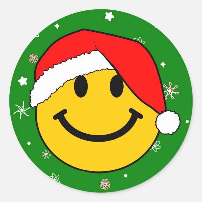 Cute Christmas Santa Happy Face Classic Round Sticker (Front)