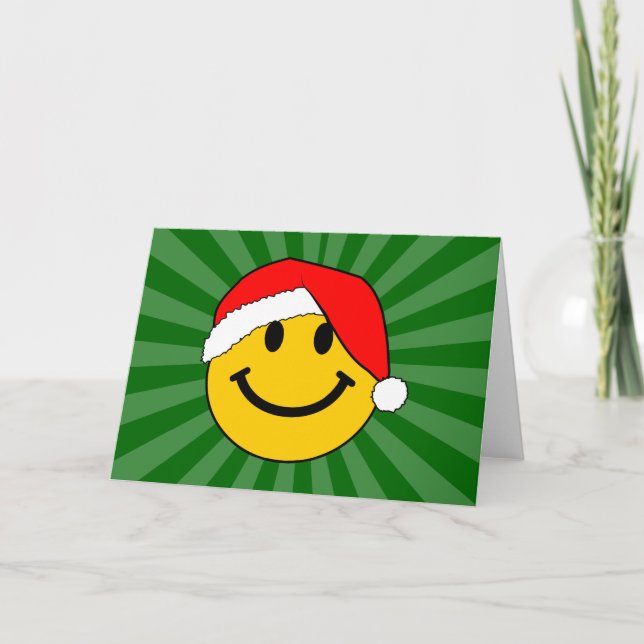 Cute Christmas Santa Happy Face Holiday Card (Front)