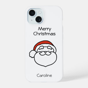 Cute Christmas Santa Line Drawing with Red Hat iPhone 15 Case