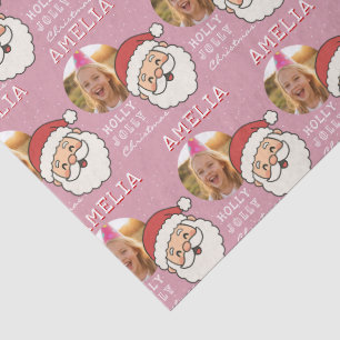 Cute Christmas Santa Personalized Photo Tissue Paper