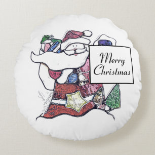 Cute Christmas Santa pillow Round Pillow