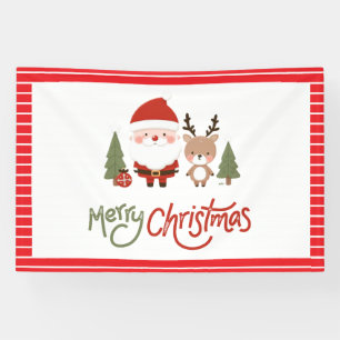 Cute Christmas Santa & Reindeer  Banner