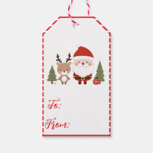 Cute Christmas Santa & Reindeer  Gift Tags