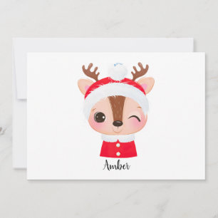 Cute Christmas Santa Reindeer Head Holiday Card