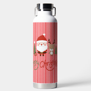 Cute Christmas Santa & Reindeer Water Bottle