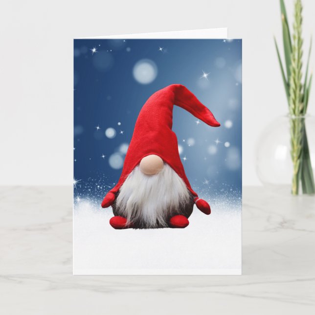 Cute Christmas Santa Snow Stars Holiday Card (Front)