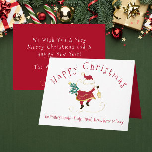 Cute Christmas Santa with Family Names Card